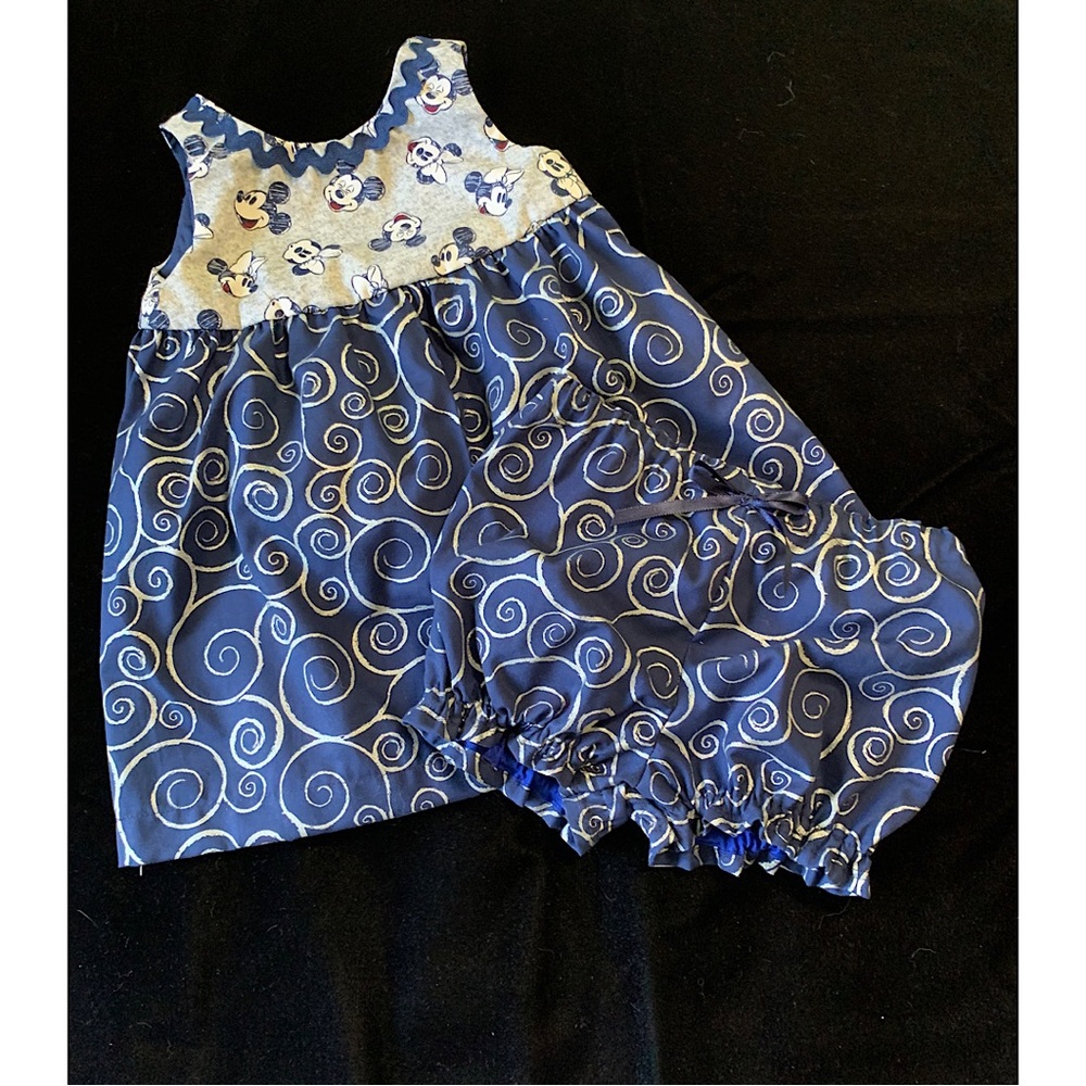 Miss Smarty Pants New Hand Crafted Mickey Mouse Dress Set Size 12-18 mos